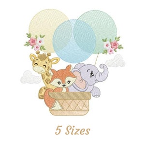 Safari Animals Embroidery Design - Animals Machine Embroidery Pattern & Designs – 5 Sizes – Instant Download