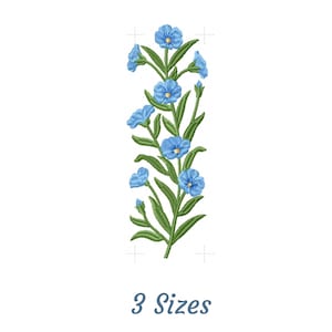 Flax Flower Machine Embroidery Design, Instant Download