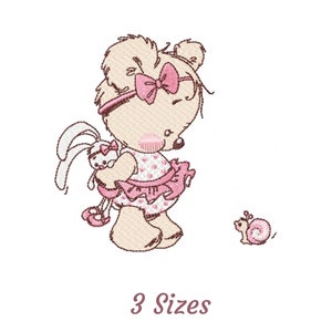 Cute Teddy Machine Embroidery Design, Instant Download