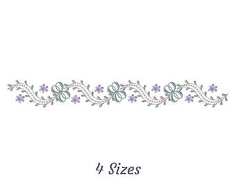 Creative Flower Border Embroidery Design - Creative Border And Corner Machine Embroidery Pattern & Designs – 4 Sizes – Instant Download