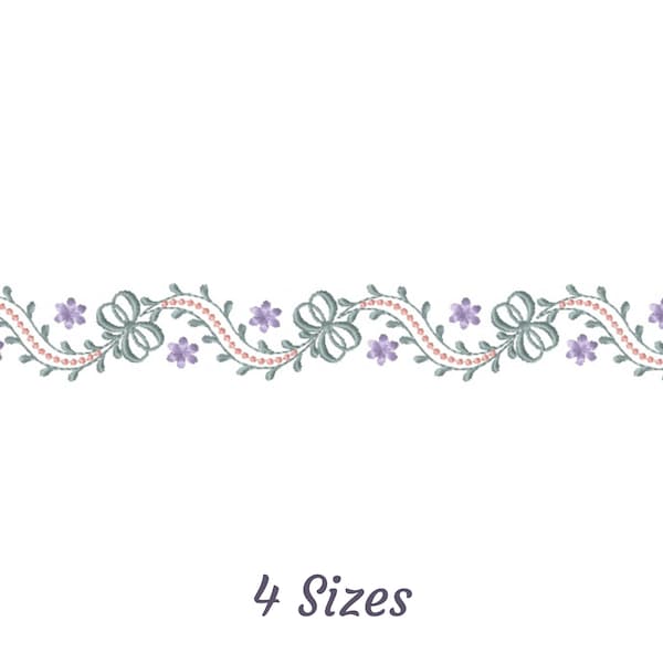 Creative Flower Border Embroidery Design - Creative Border And Corner Machine Embroidery Pattern & Designs – 4 Sizes – Instant Download