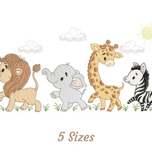 Baby Animals Embroidery Design - Lion,Elephant,Giraffe,Zebra Baby Animals Machine Embroidery Pattern & Designs – 5 Sizes – Instant Download