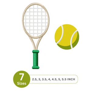 Tennis Racket and Ball Embroidery Design | Sports Embroidery | Machine Embroidery File | Tennis Lover Gift | Instant Download | 7 Sizes