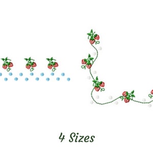 Strawberry Border & Corner Embroidery Design, Machine Embroidery Pattern-2 Types- Instant Download