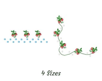 Strawberry Border & Corner Embroidery Design, Machine Embroidery Pattern-2 Types- Instant Download