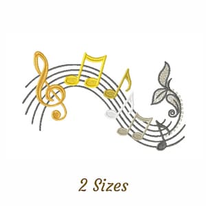 Diseño de bordado de notas musicales: patrones y diseños creativos de bordado a máquina (2 tamaños) - Descarga instantánea