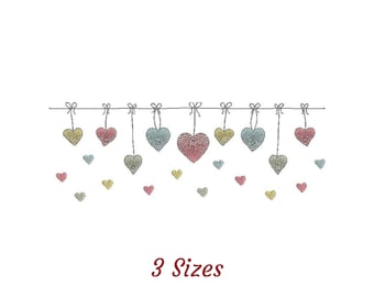 Hearts Embroidery Design, Machine Embroidery Pattern - Instant Download