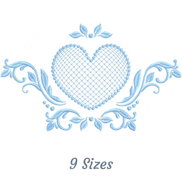 Heart Frame Embroidery Design - Decorative Frame Machine Embroidery Pattern & Designs – 9 Sizes – Instant Download