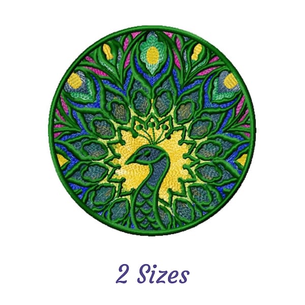 Peacock Embroidery Design - Creative Bird Machine Embroidery Pattern & Designs – 2 Sizes – Instant Download