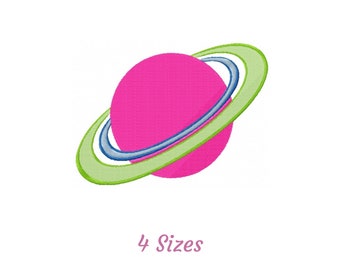 Saturn Planet Embroidery Design - Planet Machine Embroidery Pattern & Designs – 4 Sizes – Instant Download