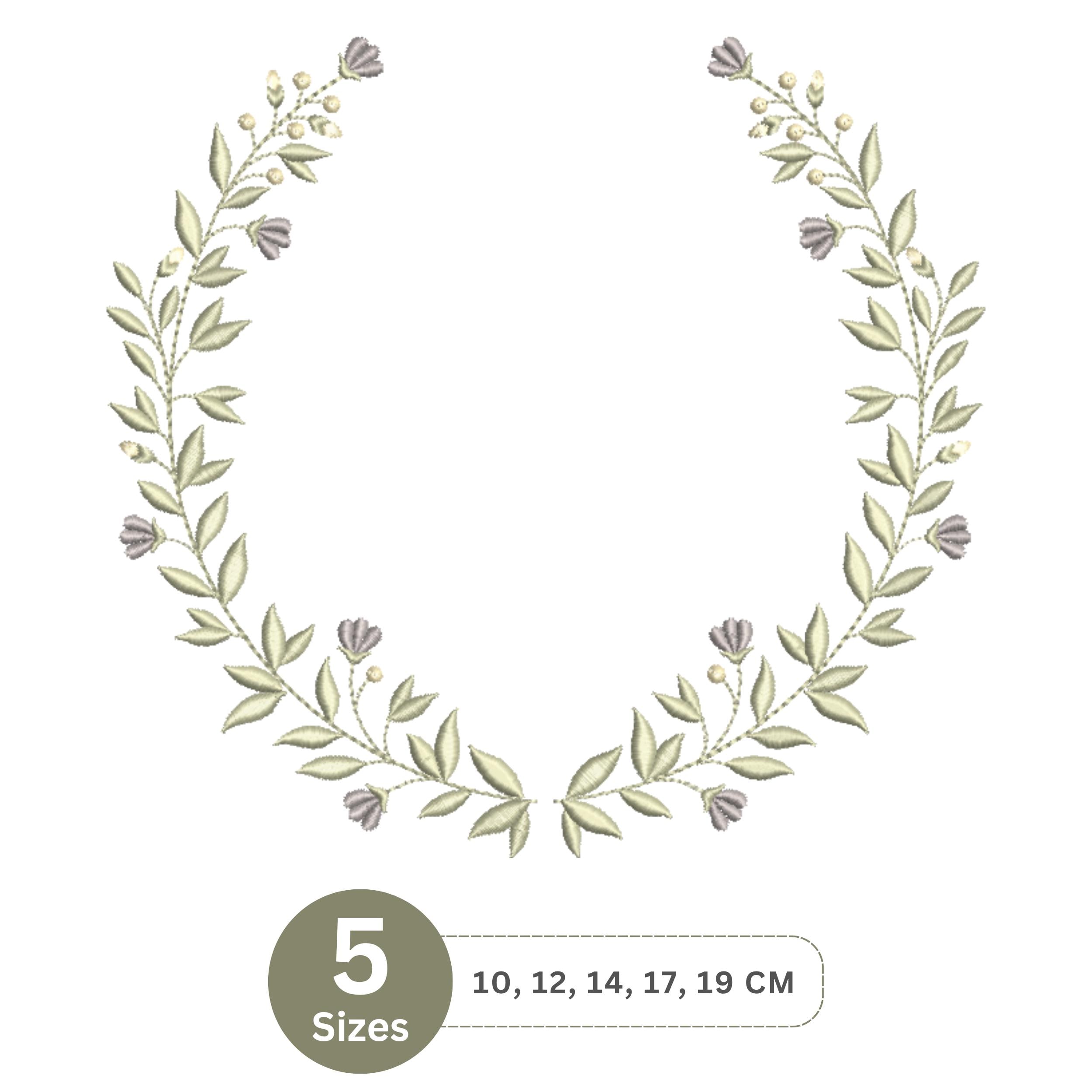 Floral Wreath Embroidery Design | Botanical Circle Frame Machine ...