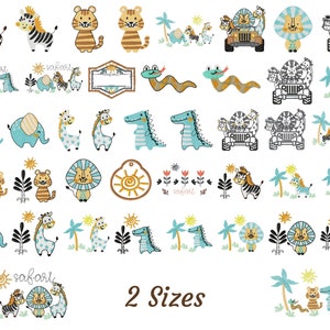Safari Jungle Animal Embroidery Design Set – 2 Sizes – Cute Zoo Animals, Nursery Decor, Jungle Safari Machine Embroidery Patterns