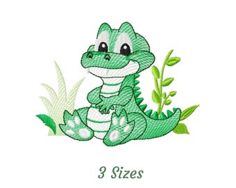 Baby Crocodile Embroidery Design - Wild Animal Machine Embroidery Pattern & Designs – 3 Sizes – Instant Download