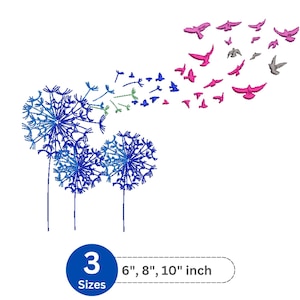 Dandelion Wishes Embroidery Design, Flying Birds from Dandelion Embroidery Pattern, Nature-Inspired Embroidery - 3 Sizes