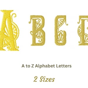 Alphabet Embroidery Design, Machine Embroidery Pattern- 26 Letters - Instant Download