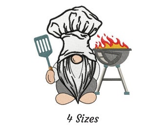 Barbecue Gnomes Embroidery Design, Machine Embroidery Pattern - Instant Download