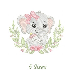 Baby Elephant Embroidery Design - Animal Machine Embroidery Pattern & Designs – 5 Sizes – Instant Download