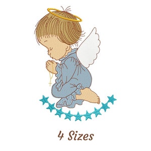 Lindo diseño de bordado de ángel bebé - Patrón y diseños de bordado de máquina de alas de ángel bebé – 4 tamaños – Descarga instantánea