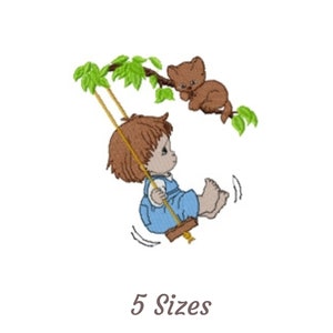 Little Boy Machine Embroidery Design, Instant Download
