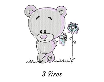 Baby Teddy Bear Embroidery Design - Teddy Bear Machine Embroidery Pattern & Designs – 3 Sizes – Instant Download