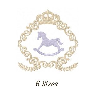 Pferd mit Krone Stickmuster, Maschinenstickerei Muster & Designs - 6 Größen - Instant Download
