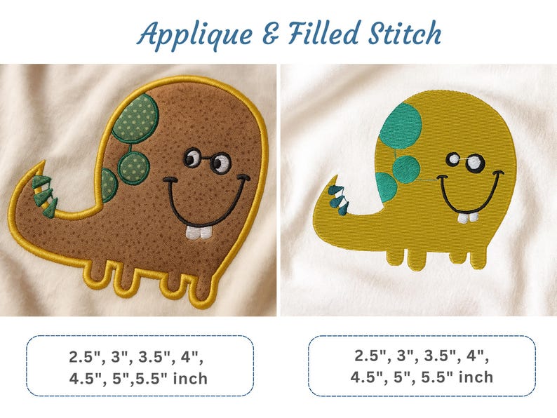 Dinosaur Embroidery Design | Applique and Filled Stitch Machine ...