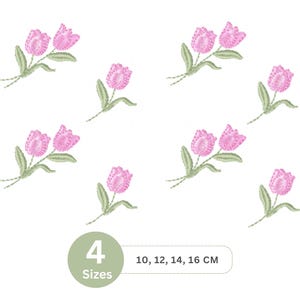 Tulip Bouquet Embroidery Design | Pink Flower Machine Embroidery File | Spring Floral Decor | Instant Download | 4 Sizes