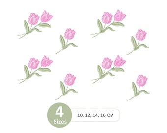 Tulip Bouquet Embroidery Design | Pink Flower Machine Embroidery File | Spring Floral Decor | Instant Download | 4 Sizes