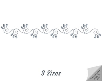 Flower Border Embroidery Design , Instant Download Floral Border Embroidery Design , - 3 Size