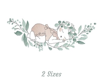 Cute Baby Embroidery Design - Applique Machine Embroidery Pattern & Designs – 2 Sizes – Instant Download