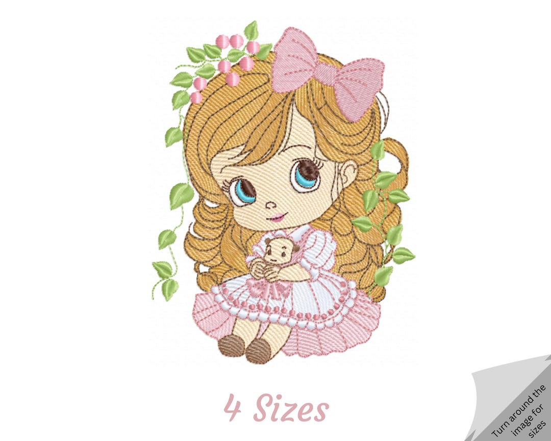 Cute Baby Girl Embroidery Design Cute Girl Machine Embroidery Pattern 