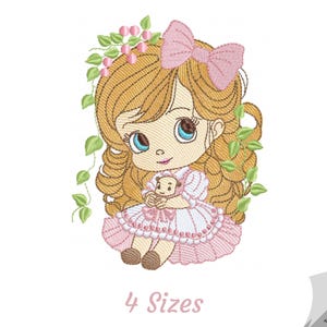 Cute Baby Girl Embroidery Design - Cute Girl Machine Embroidery Pattern & Designs – 4 Sizes – Instant Download
