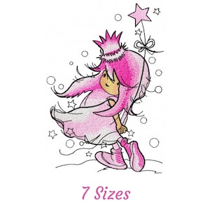 Dreamy Princess Embroidery Design - Queen Princess Machine Embroidery Pattern & Designs – 7 Sizes – Instant Download