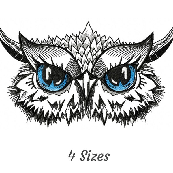 Eule Vogel Stickmuster, Maschinenstickerei Muster & Designs - 4 Grössen - Instant Download