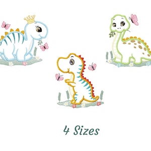 Cute Dinosaur Embroidery Design – 3 Dino Designs – 4 Sizes – Machine Embroidery