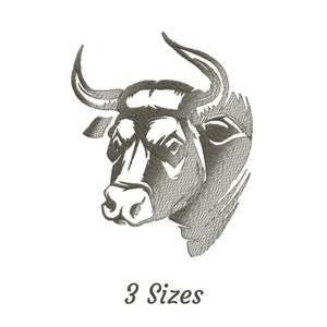 Bull Animal Embroidery Design - Animal Machine Embroidery Pattern & Designs – 3 Sizes – Instant Download