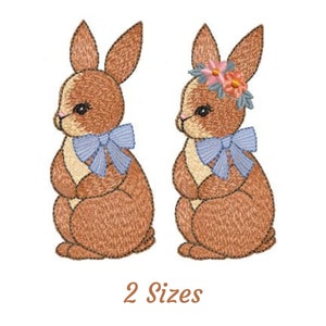 Cute Bunny Embroidery Design - Cute Bunny Flower Machine Embroidery Pattern & Designs – 2 Sizes – Instant Download