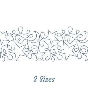 Star And Moon Border Machine Embroidery Design, Instant Download
