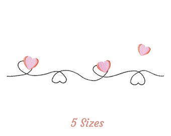 Heart Border Machine Embroidery Design, Instant Download