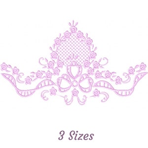 Elegante rosa Spitze Tiara Maschinenstickerei, 15, 18, 20 cm Zoll Größe, Instant Download