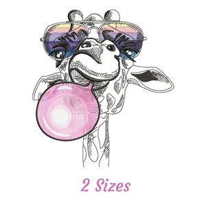 Crazy Giraffe Embroidery Design - Animal Machine Embroidery Pattern & Designs – 2 Sizes – Instant Download
