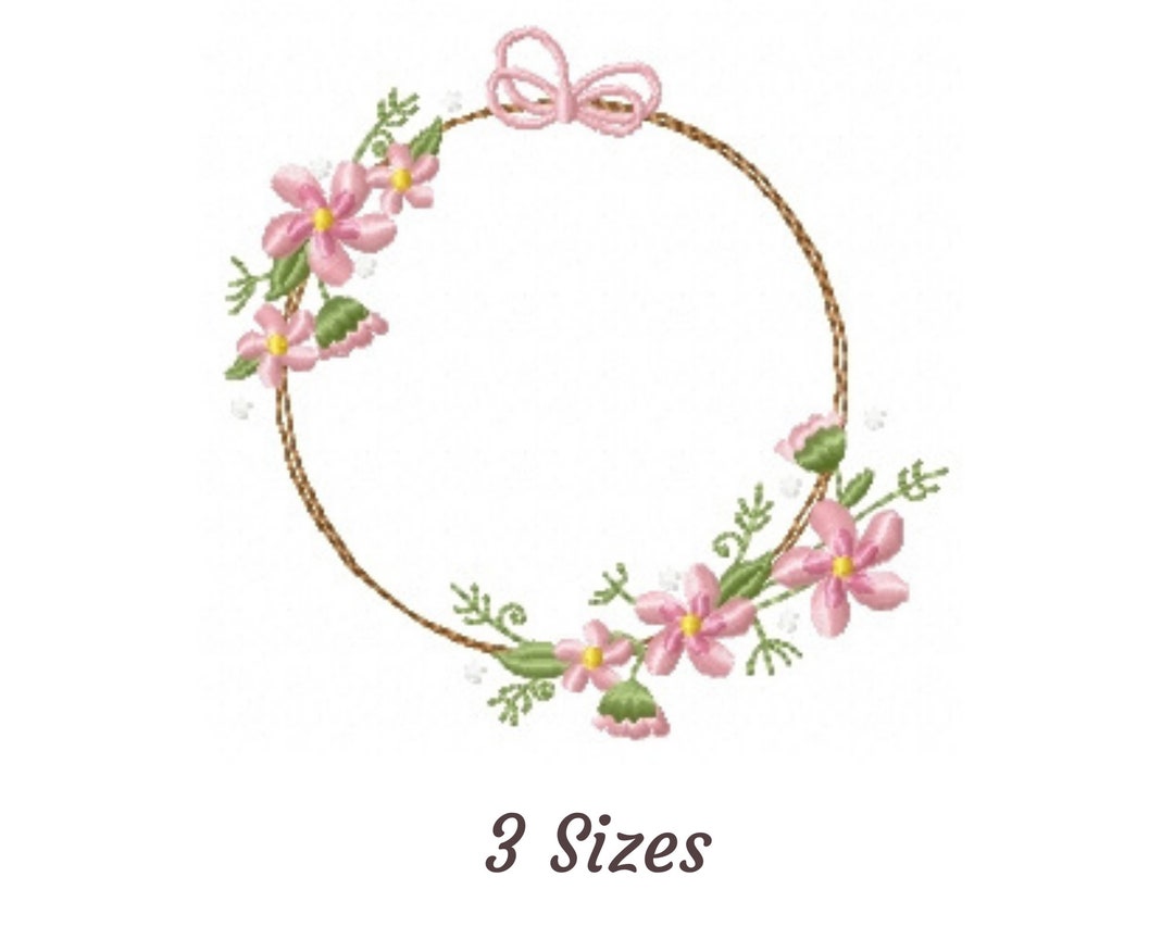 Flower Frame Machine Embroidery Design, Instant Download Etsy