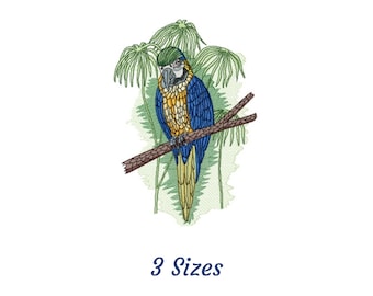 Vintage Parrot Embroidery Design, 3 Size , Machine Embroidery Pattern - Instant Download