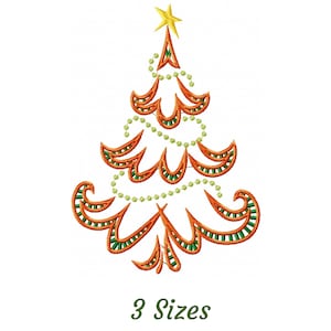 Borduurontwerp kerstboom - machineborduurpatronen en ontwerpen kerstviering – 3 maten – direct downloaden