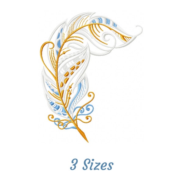 Creative Feather Embroidery Design - Modèle et dessins de broderie machine à plumes de paon – 3 tailles – Téléchargement instantané