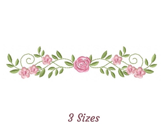 Creative Flower Embroidery Design - Creative Border Corner Machine Embroidery Pattern & Designs – 2 Sizes – Instant Download