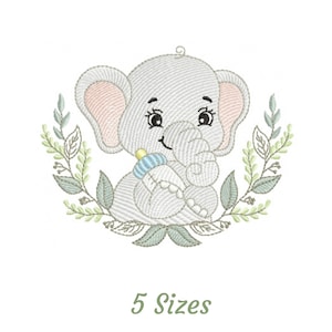 Baby Elephant Embroidery Design - Animal Machine Embroidery Pattern & Designs – 5 Sizes – Instant Download