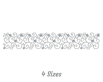 Star Border Machine Embroidery Design, Instant Download