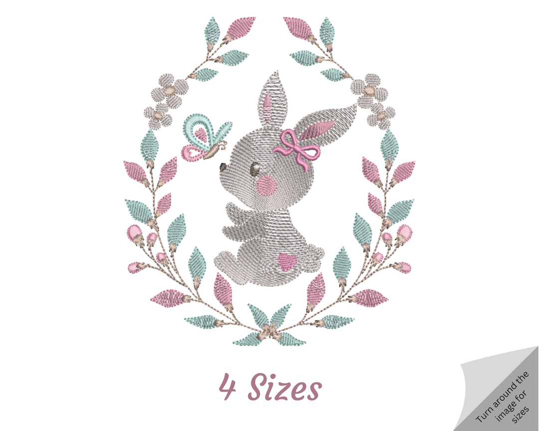 Cute Baby Rabbit Embroidery Design - Instant Download Rabbit Embroidery ...