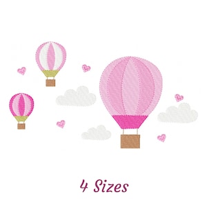 May include: Pink and white hot air balloons with clouds and hearts. 4 Sizes.